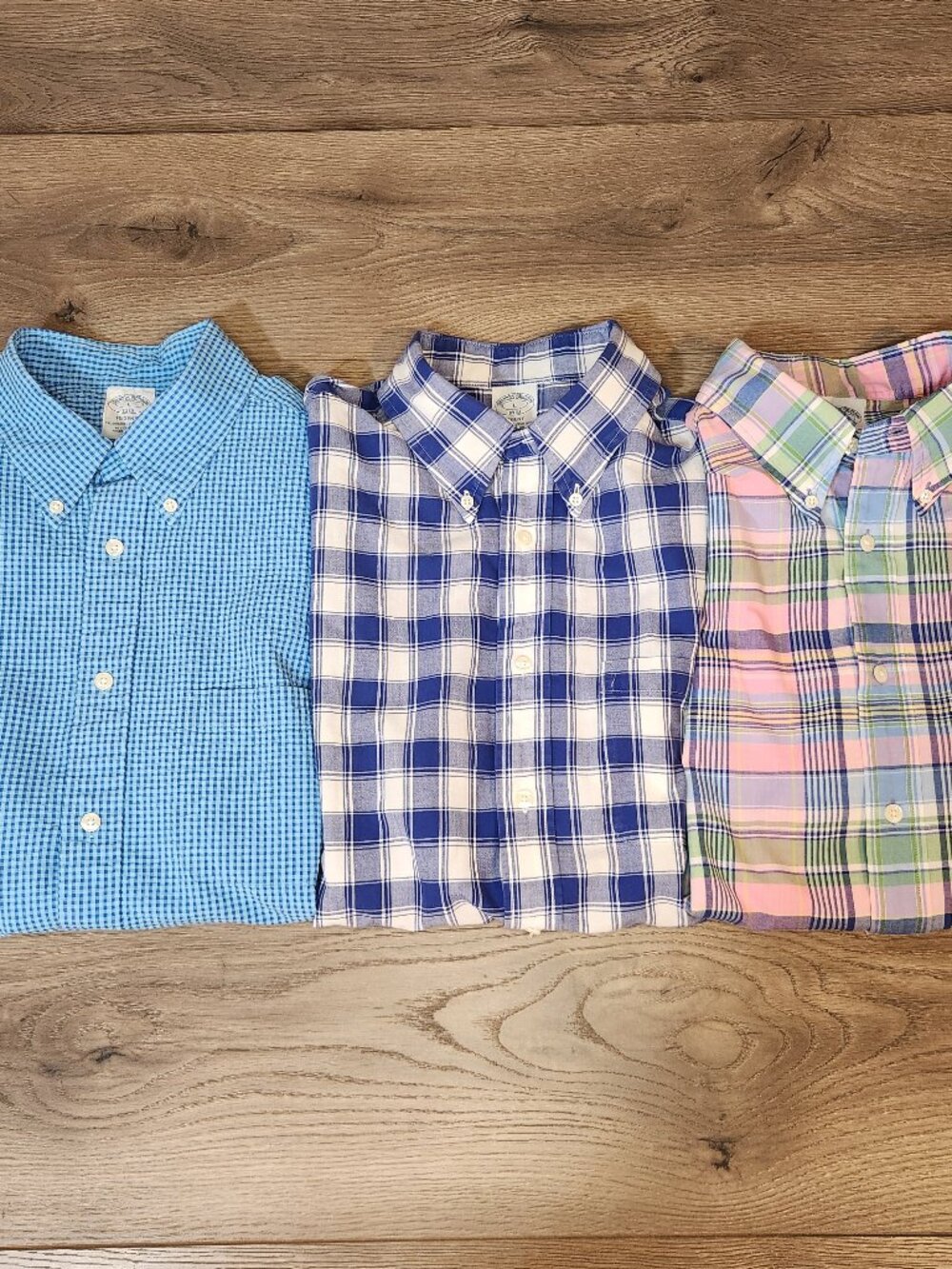Brooks Brothers Regent Fit Short Sleeve Button Plaid Shirt Lot Of 3 Mens LARGE